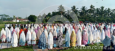 Eid al-Fitr prayer service in congregation in the field Editorial Stock Photo