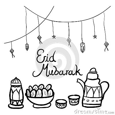 Eid Fitri Doodle Vector Illustration