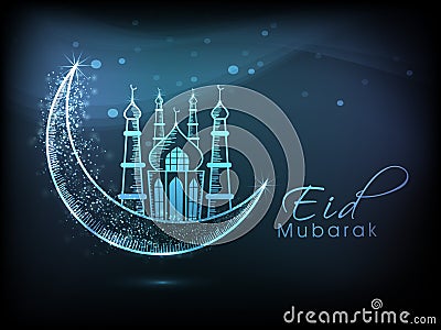 Eid Mubarak celebration with creative illustration. Cartoon Illustration