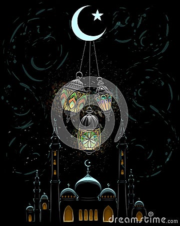 Islam ramadan Mosque Vector Illustration