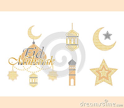 eid mubarak collection Vector Illustration