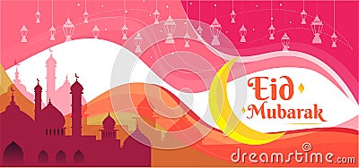 Eid Mubarak colorful abstract greeting card, poster, vector illustration Vector Illustration