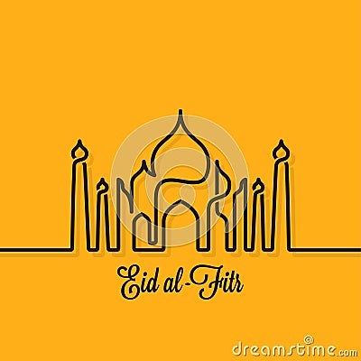 Eid Mubarak design line concept background Vector Illustration