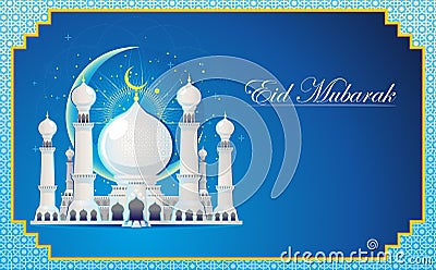 Eid Mubarak Greeting Card Vector Illustration