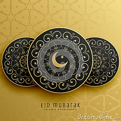 Eid mubarak greeting card design in islamic decoration Vector Illustration