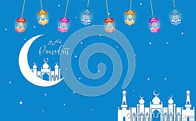 Eid Mubarak greeting Ramadan Kareen vector Wishing for Islamic festival for banner, poster, background Editorial Stock Photo