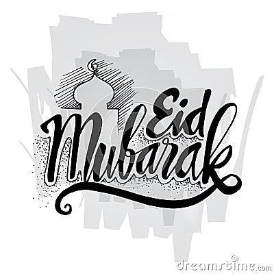 Eid Mubarak hand lettering. Vector Illustration