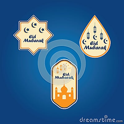 Eid mubarak label set Stock Photo