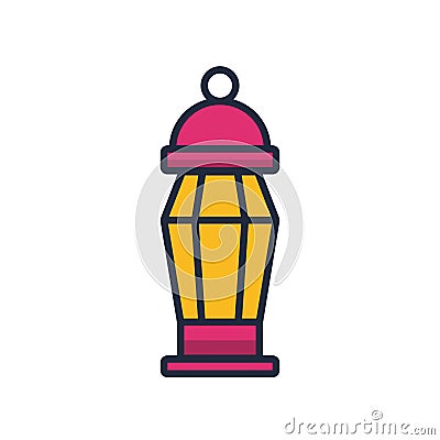 Eid mubarak lantern fill style icon Vector Illustration