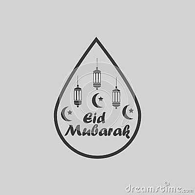 Eid mubarak lantern label vector black Vector Illustration