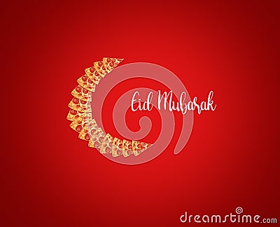 Eid Mubarak-Pizza slices food shape of eid or Ramadan moon concept Stock Photo