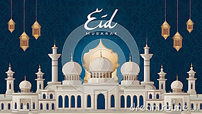 Eid Mubarak poster highlights cultural diversity and unity with festivity Stock Photo