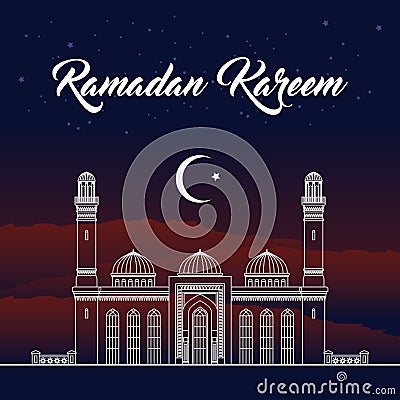 Eid Mubarak, Ramadan greeting card vector illustration. Vector Illustration