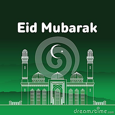 Eid Mubarak, Ramadan greeting card vector illustration. Vector Illustration