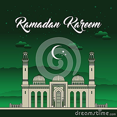 Eid Mubarak, Ramadan greeting card vector illustration. Vector Illustration