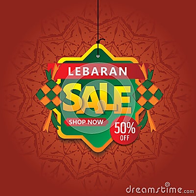 Eid Mubarak Sale Banner Vector Lebaran Sale Banner Vector Illustration