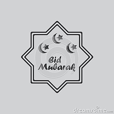 Eid mubarak star label black Stock Photo