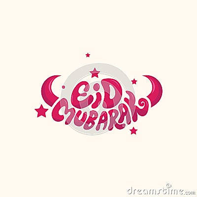 Eid Mubarak typography. Eid ul Adha vector illustration. Religious holidays celebrated by Muslims worldwide. Vector Illustration