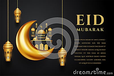 eid mubarok greeting card with islamic ornament vector illustration Vector Illustration