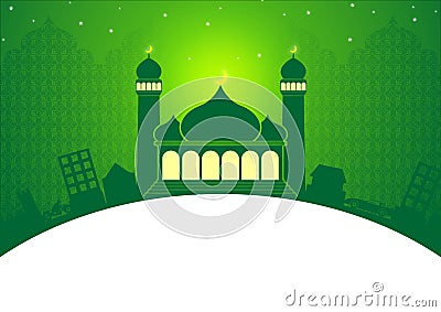 Eid and Ramadan Green Greeting Card Template Stock Photo