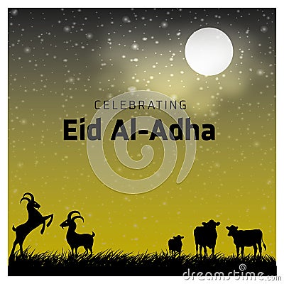 Eid ul Adha design elemets with unique style and typography vector Vector Illustration
