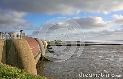 Eidersperrwerk Flood Barrier,North Sea,North Frisia,Germany Stock Photo