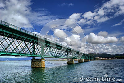 Eiffel bridge over Lima River in Viana do Castelo Stock Photo