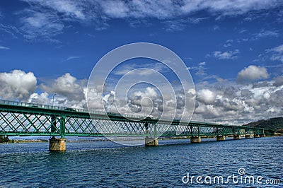 Eiffel bridge over Lima River in Viana do Castelo Stock Photo