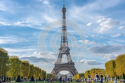 Eiffel Tower paris france cloudy sky Editorial Stock Photo