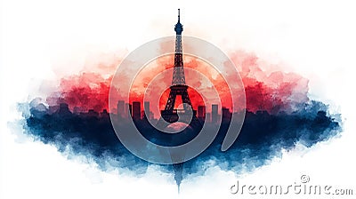 Eiffel Tower in Abstract Parisian Skyline Generative AI Stock Photo