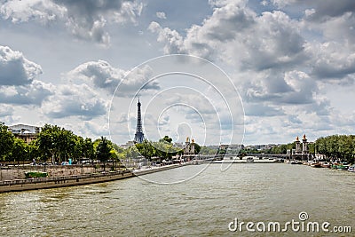 Eiffel Tower and Alexander the Third Bridge, Paris Stock Photo