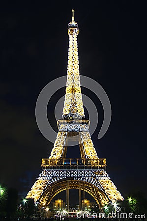 Eiffel Tower with beautiful light pattern Editorial Stock Photo
