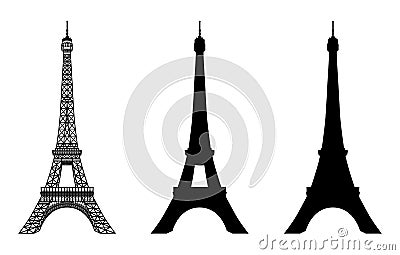 Eiffel Tower Black Silhouette Vector Illustration