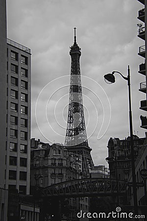 Eiffel Tower black and white Editorial Stock Photo