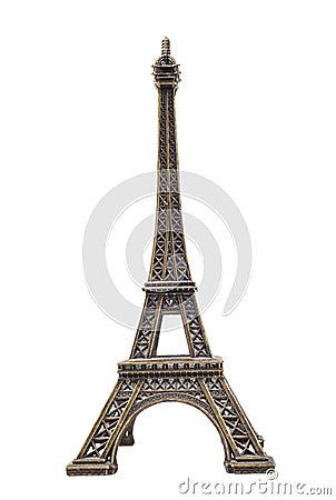 Eiffel Tower Brass Statue Stock Photo