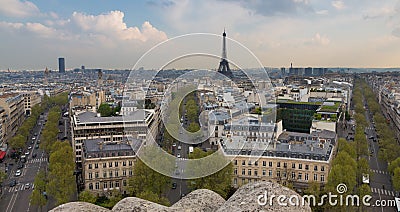 Eiffel Tower Center and Paris Skyline, Landscape Stock Photo