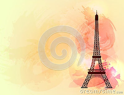 Eiffel tower on colorful background. Vector Illustration