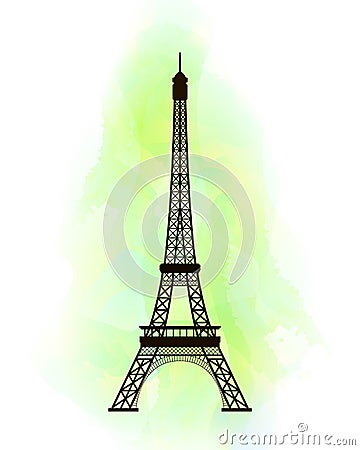 Eiffel tower on colorful background. Vector Illustration