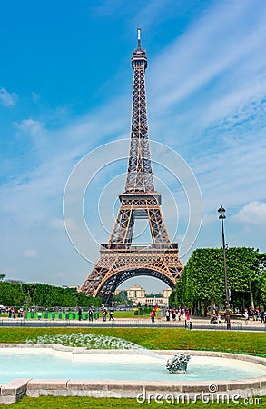 Eiffel Tower and Field of Mars, Paris, France Editorial Stock Photo