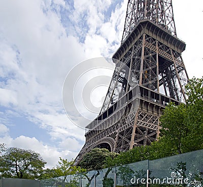 Eiffel Tower. Glass protection Paris France Stock Photo