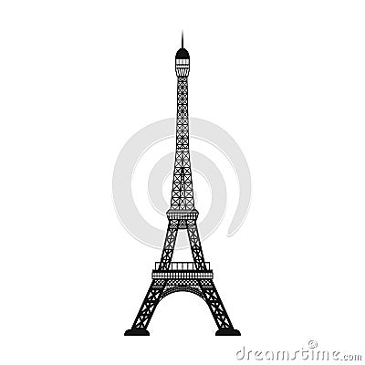 Eiffel tower icon in black style isolated on white background. Countries symbol Vector Illustration