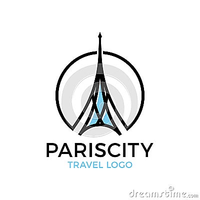 Eiffel Tower logo icon, minimalist style. Symbol french, Paris, holiday, travel tour. Black silhouette tall building Eiffel Tower Stock Photo