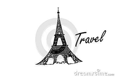 Eiffel tower logo on white background. illistration design style Stock Photo