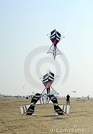 Eiffel Tower made with flying kites Editorial Stock Photo