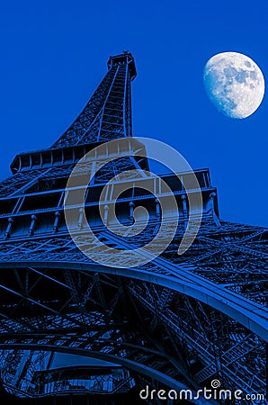 Eiffel Tower at night Editorial Stock Photo