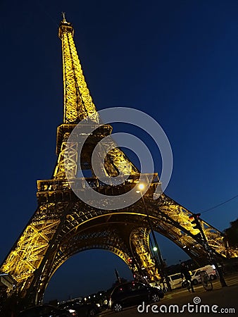 Eiffel tower at night Editorial Stock Photo