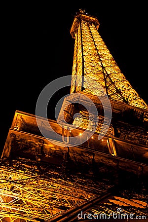 Eiffel tower by night, Paris Editorial Stock Photo