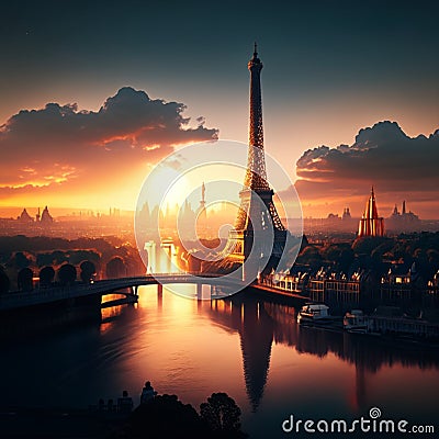 The Eiffel Tower is one of the most iconic landmarks in Paris, France Stock Photo