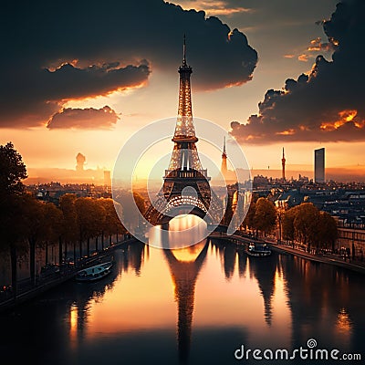 The Eiffel Tower is one of the most iconic landmarks in Paris, France Stock Photo