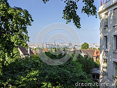 Eiffel tower and Paris cityview from the observatory park Stock Photo